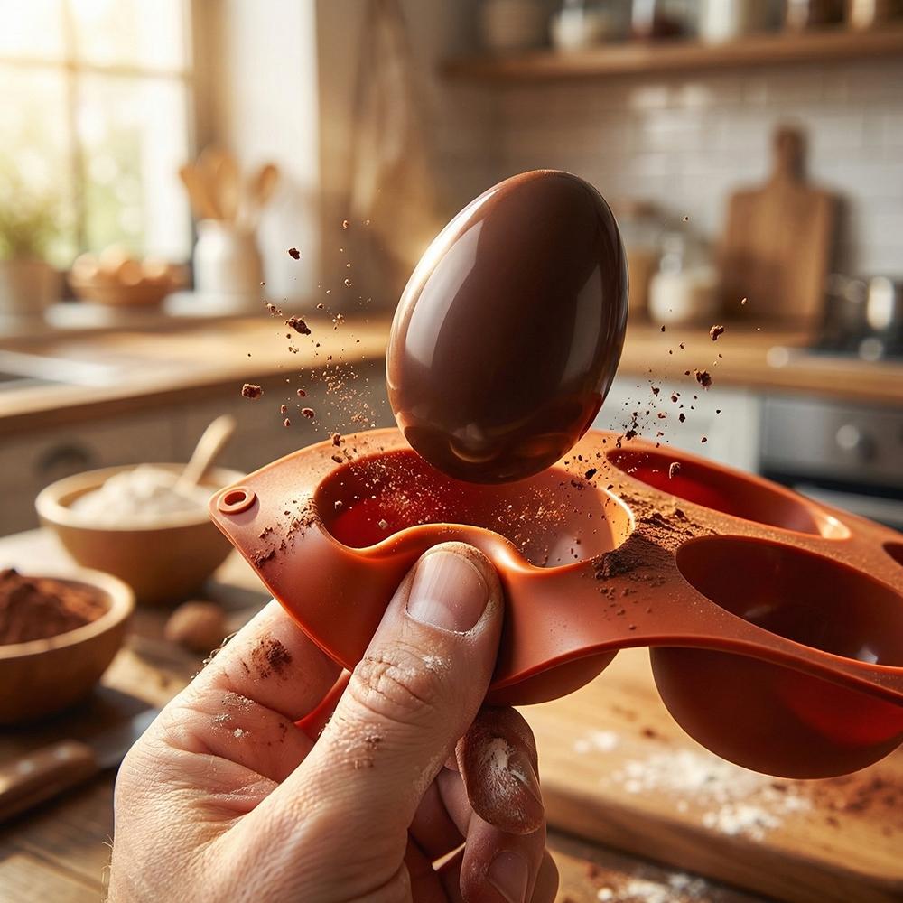 Easter Egg Silicone Molds Set, 3pcs Chocolate Cake Dessert Baking Tools, 5-Cavity Egg Shape Mold for Cupcakes & Mousse Cakes