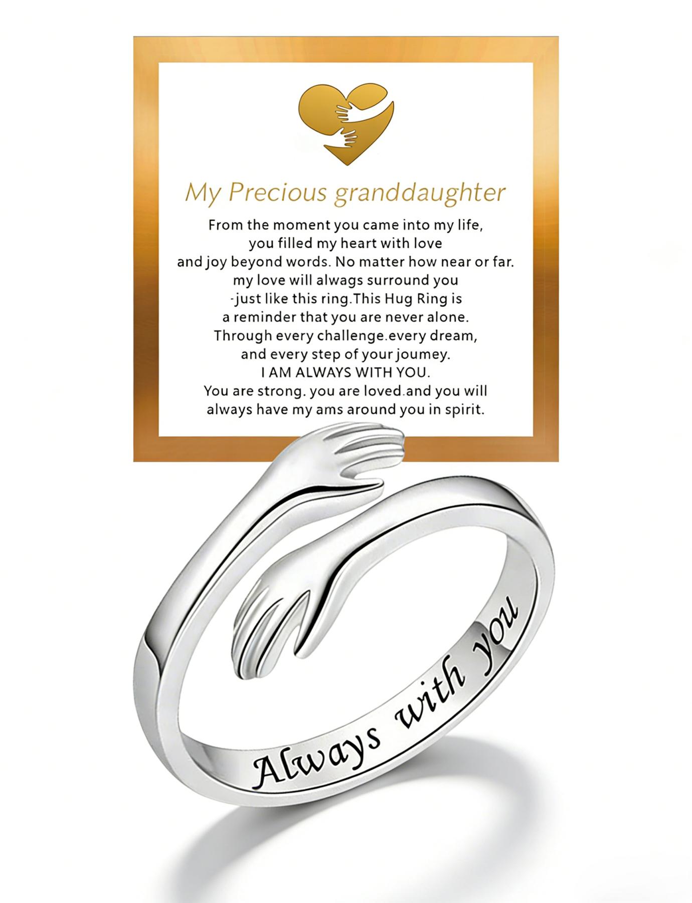 Granddaughter Hug Ring, Hopeful Adjustable Copper Band, Elegant Daily Wear Jewelry, Perfect Gift for Birthdays & Graduations