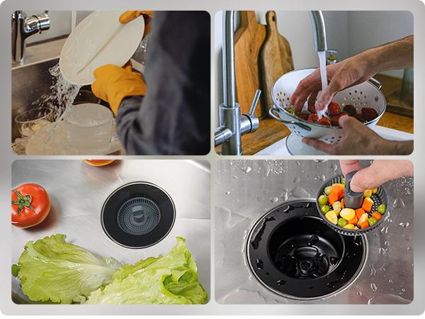 Hibbent Upgraded Stainless Steel Kitchen Sink Drain Strainer Stopper Kits, 3-in-1 Pop Up Sink Stopper, Clog-Free Basket Sink Strainer, Food Catcher for Standard 3-1/2 Inch Kitchen Sinks, food catcher