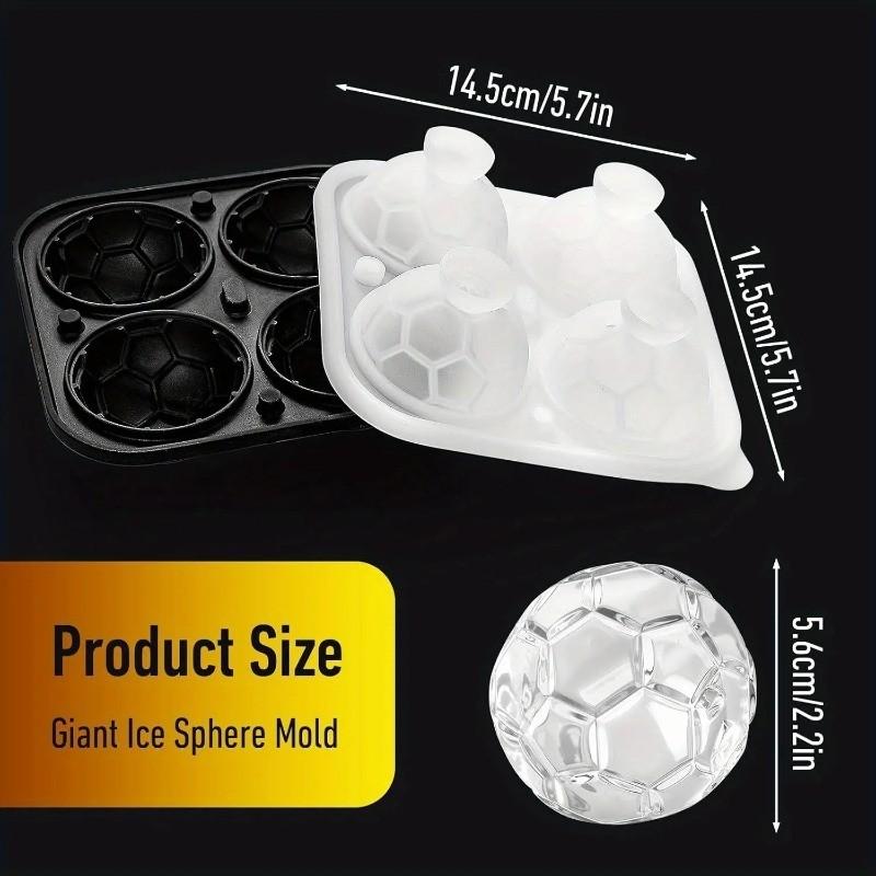 New Fun Football Shape Ice Cube Mold, Summer Ice Tray, Cocktail Ice Cubes, Whiskey Party Drink Large Ball Ice Mold, Perfect Gift for Soccer Fans