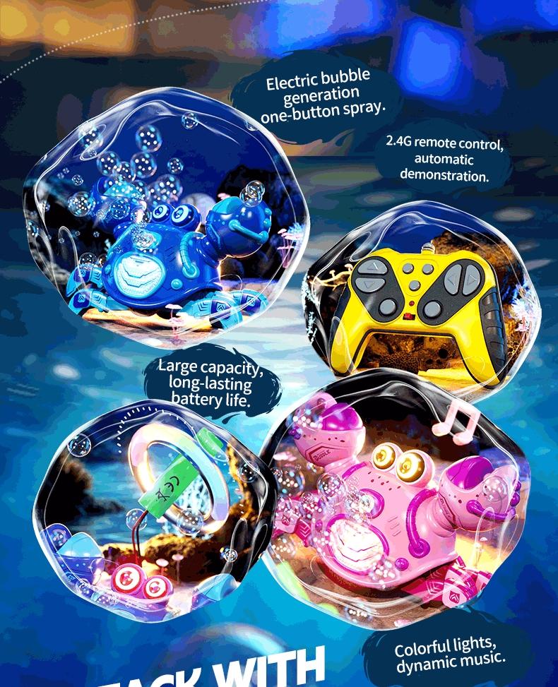2.4g Remote Control Crab Toy with Music, 360 Degree Rotation, Interactive Bubble Toy, Colorful Lights, Birthday Gift for Kids Ages 8-10