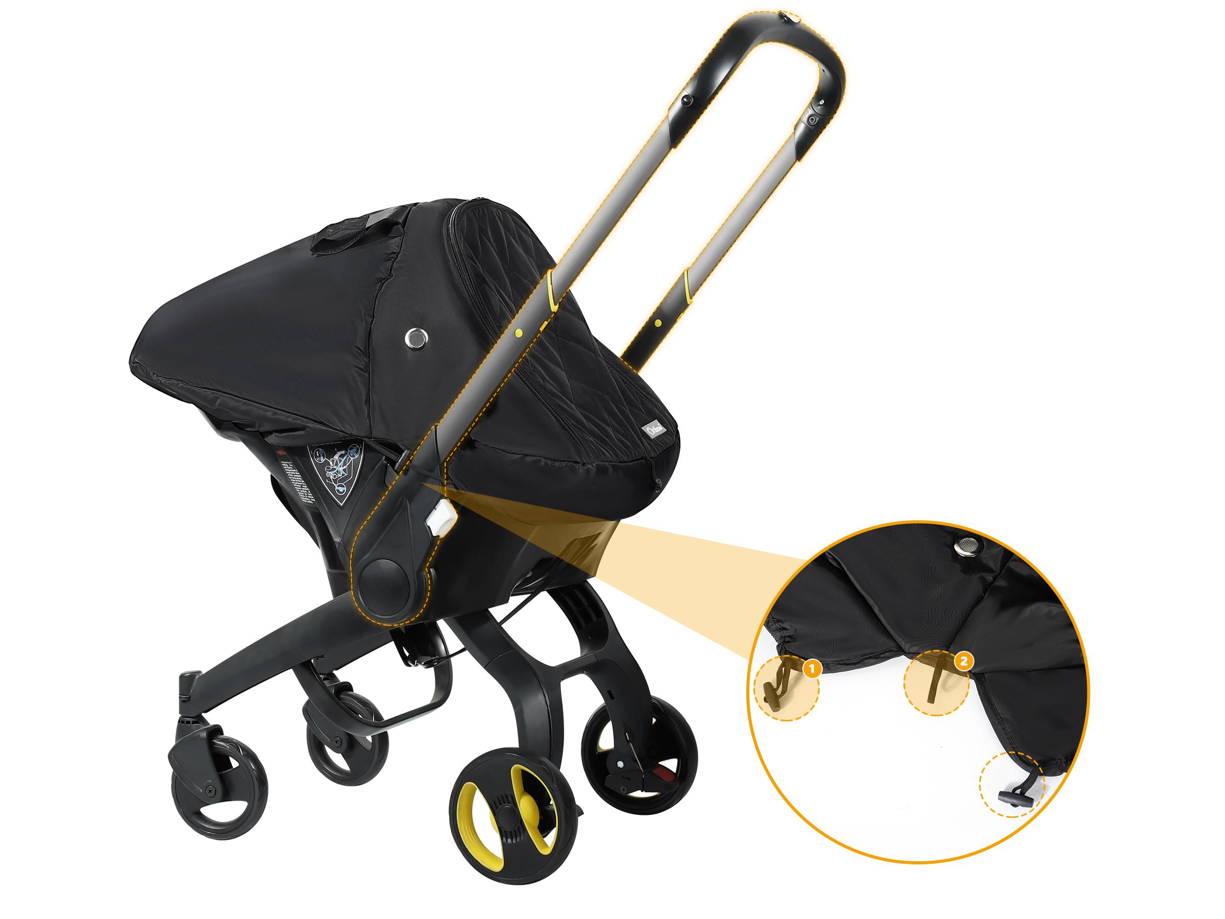 Orzbow Winter Baby Car Seat Cover with Front Zipper Door, Cold Weather Carseat Cover Canopy, Side Breathable, Rain, Snow, and Wind Proof