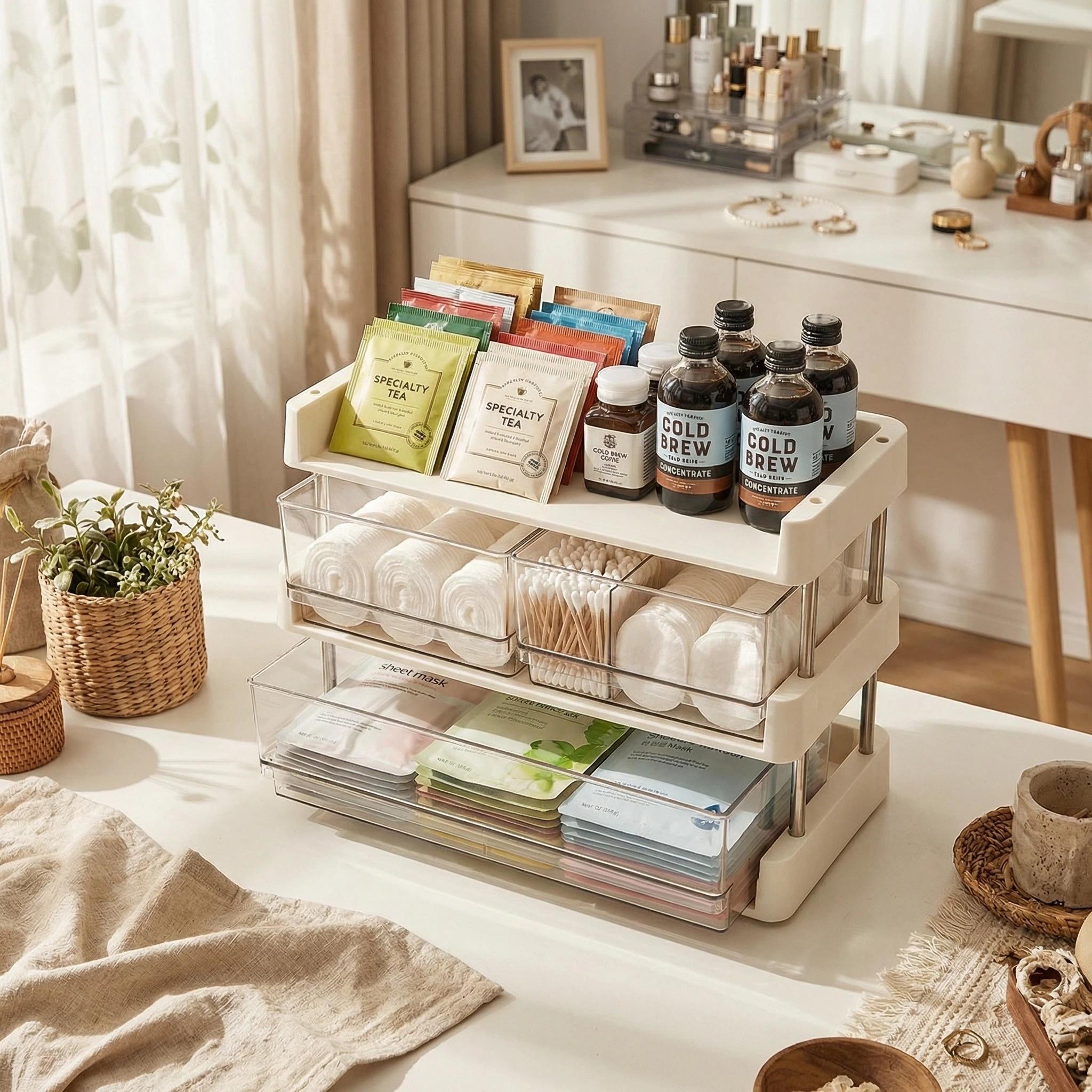 Stackable Desktop Storage Organizer Modular Multi-Layer Shelf for Coffee Station, Snacks, Office Supplies & Daily Essentials, Table Organizers Stackable Desktop Storage Organizer Modular Multi-Layer Shelf for Coffee Station, Snacks, Office Supplies & Daily Essentials, Table Organizers