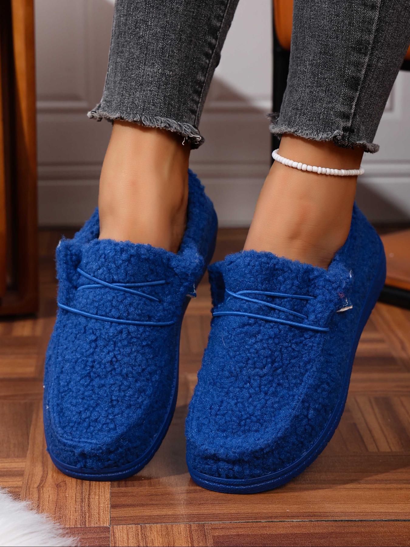 Women's Fashion Cotton Shoes, Casual Slip On, New Style Slip-On Plush Slippers, Fleece Lined Single Shoe, Suitable for Daily Wear & Home Use