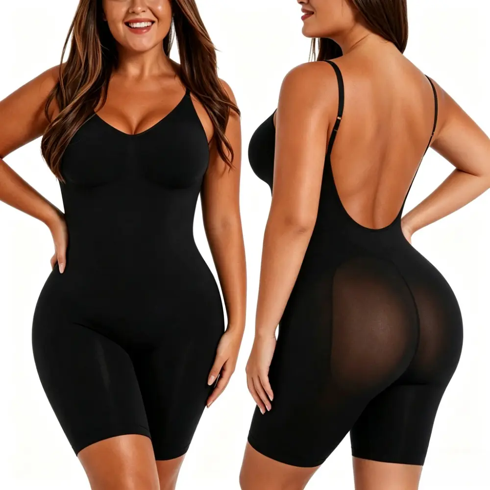 Low Back Full Body Shapewear Bodysuit for Women Seamless Backless Tummy Control Bodysuits Body Shaper Jumpsuits Compression Foundation Garments supportive wireless bra
