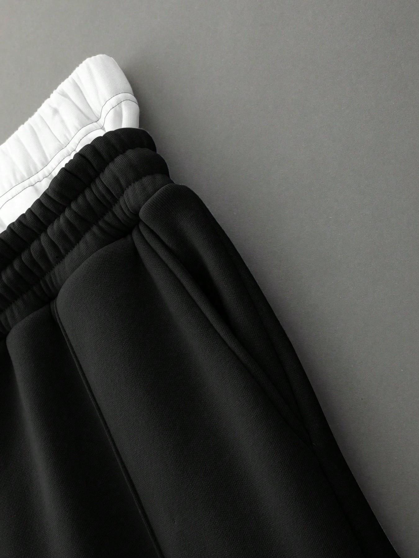 Men's Casual Graphic Print Pants, Fitted Comfortable Sweatpants, Drawstring Wide Leg Fashion, Spring & Fall Wear, Youthful Style