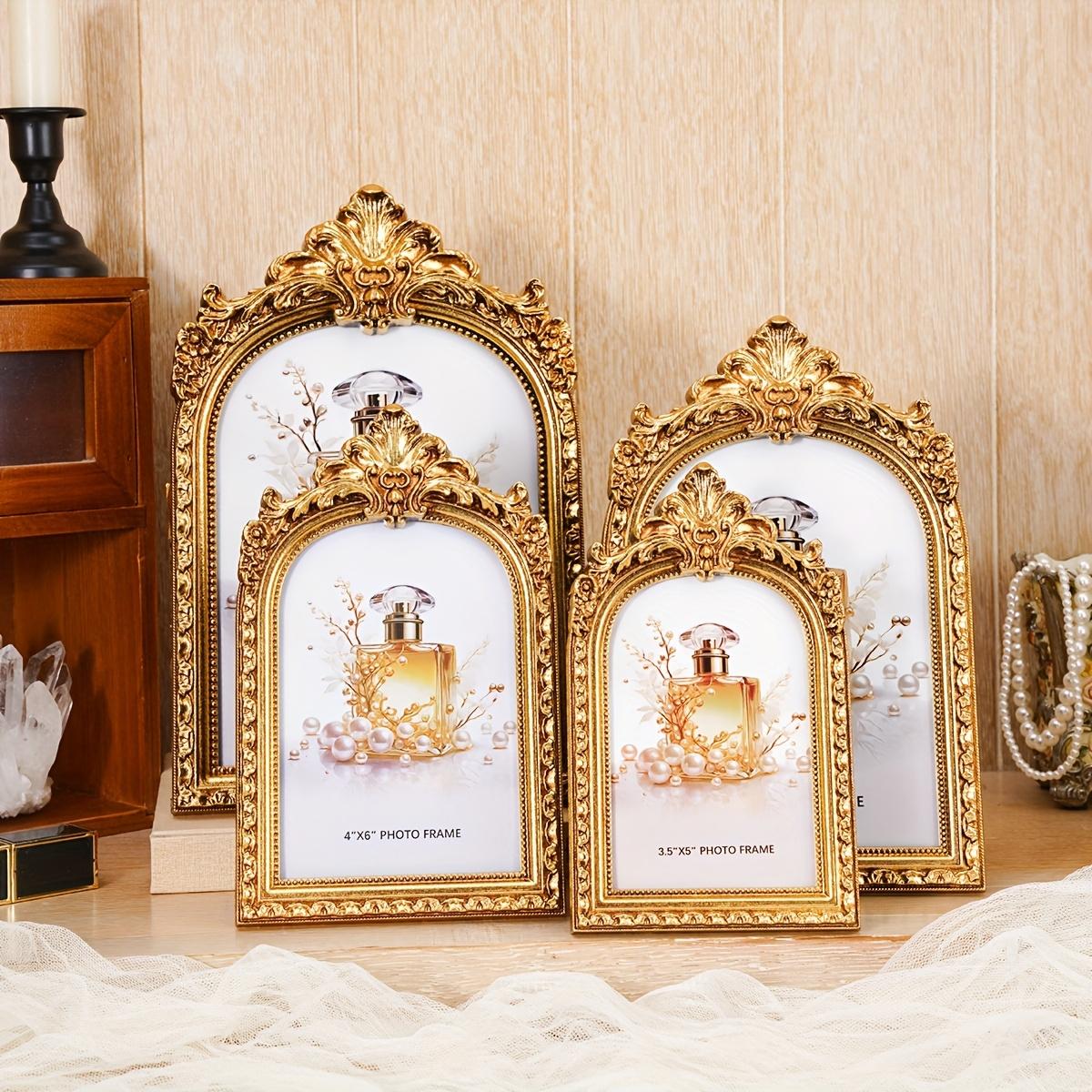 1PC European Vintage Gold Lace Arch Decorative Photo Frame with Random Inner Paper for Wedding Photography Display Home Decoration