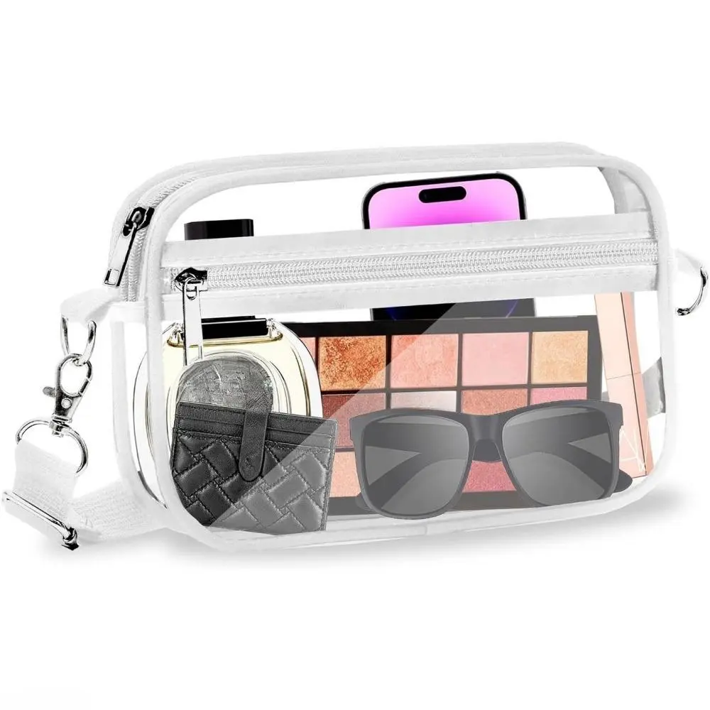 Large Capacity PVC Toiletry Bag: Waterproof Crossbody Makeup Organizer, Minimalist Transparent Travel Wash Bag with Handle