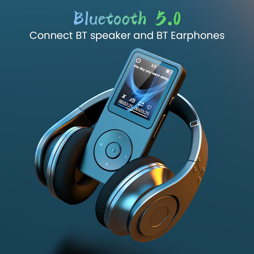 HiFi Lossless Audio MP3 Player with Rubber Dirt-Resistant Design, Bluetooth, Type-C, Built-In Speaker, FM Radio, E-Book Support, Multi-Language, AVI Video Playback, WMA Compatibility, Swimming-Ready Water Resistance for Students