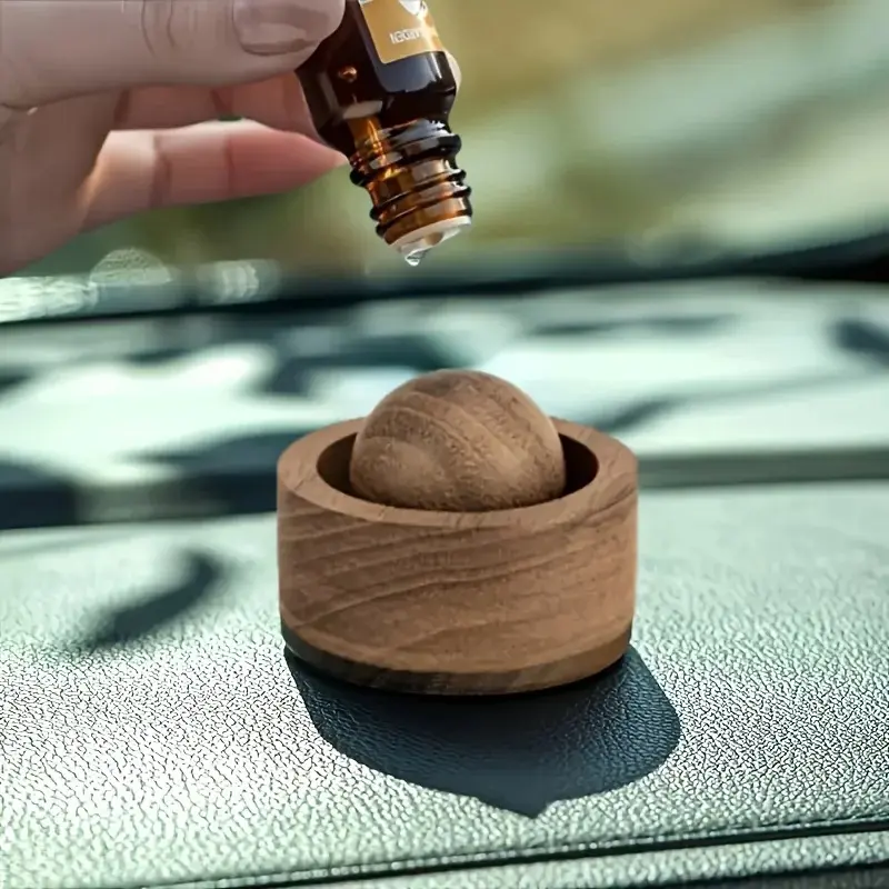 Wooden Base Car & Home Essential Oil Diffuser - Fragrant Mini Cute Diffuser, Suitable for Bedroom, Living Room Car Interior Accessories