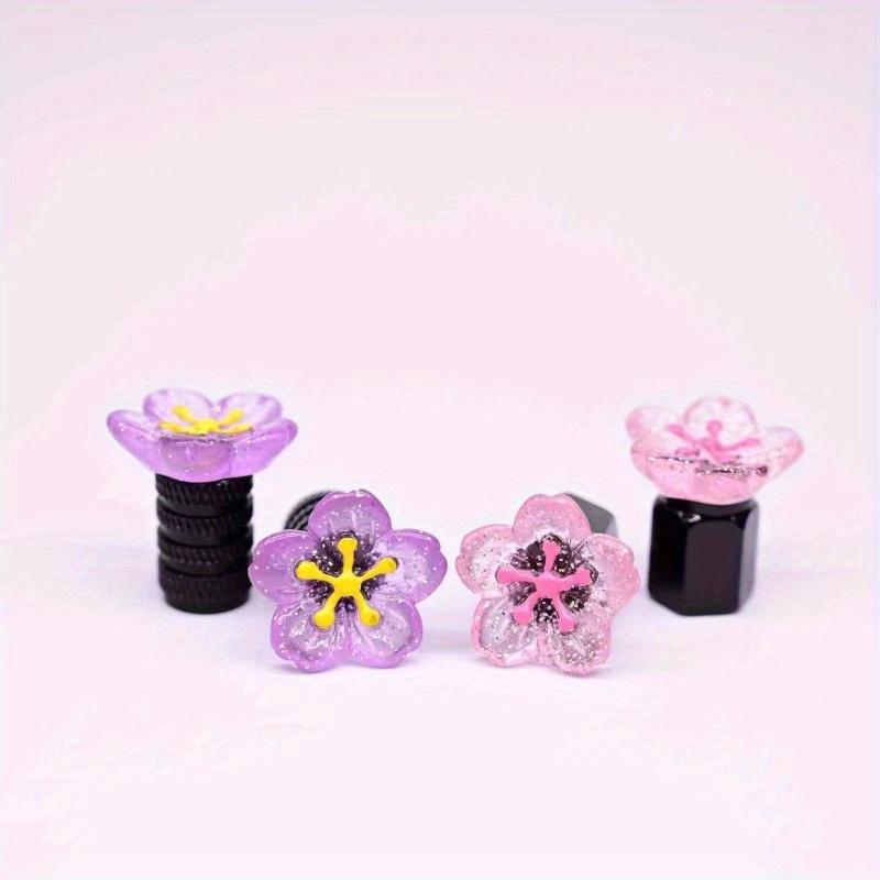4pcs Universal Car Tire Valve Caps, Aluminum Alloy Flower Design, Creative Gift Idea, Durable Auto Decoration Accessories, Car Parts