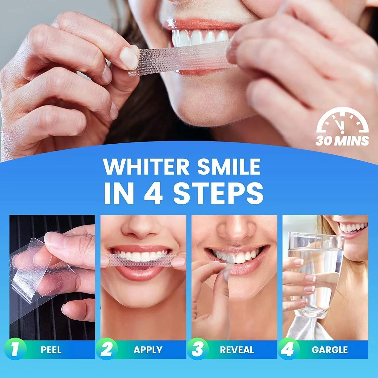 21 Pairs 5D Teeth Whitening Strips, Mint Flavor, 8% Pap, Fresh Breath, Single Item, Gel Form, Fda Registered, Made in China