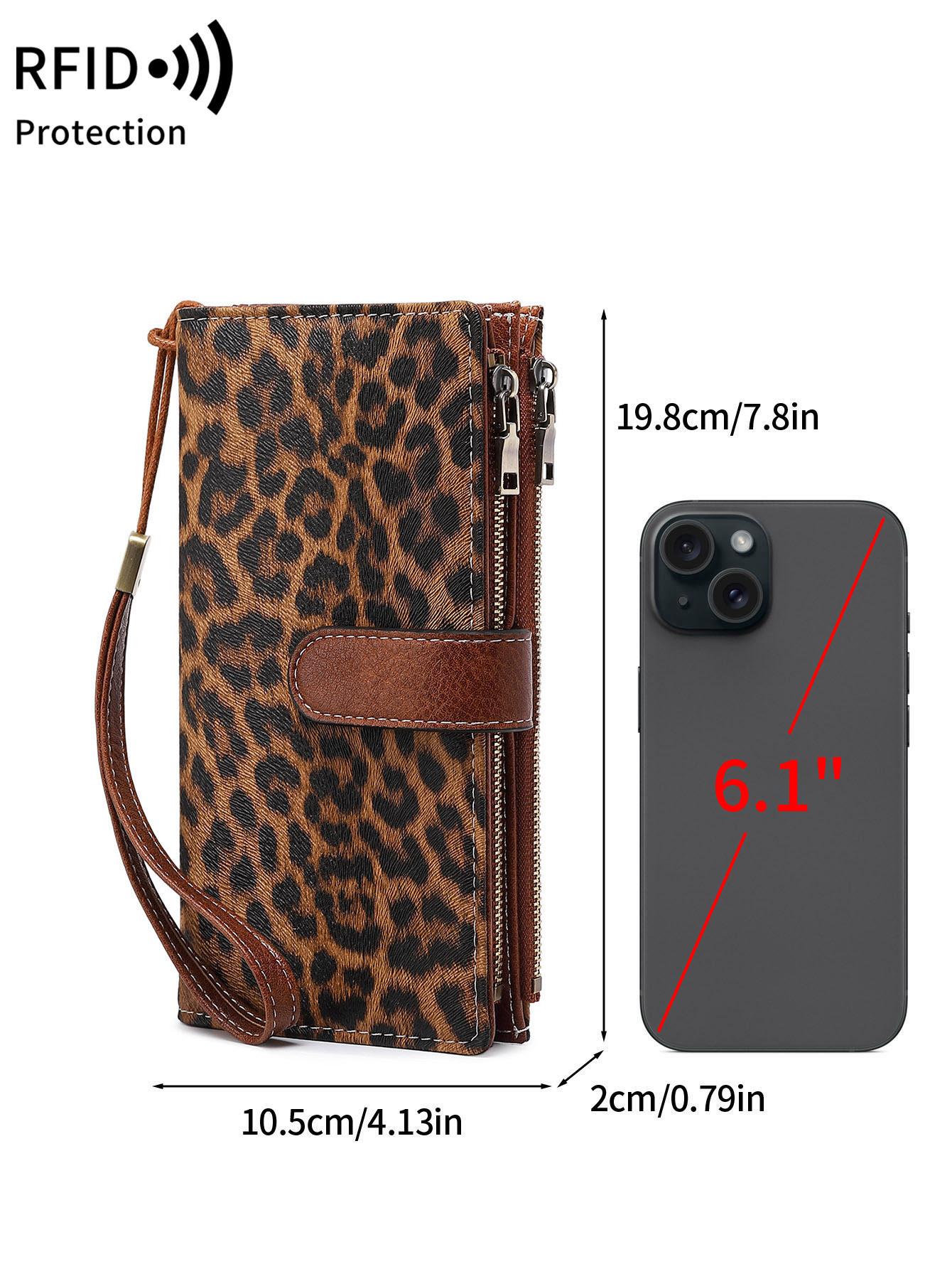 Fashion Leopard Pattern Zipper Long Wallet, CasualVersatile Stylish Wallet for Women, Trendy All-match &Exquisite Wallet for Birthday Gift，Christmas Gift, Valentine's Day Gift, Ideal Gift, Fashionable Wallet, Durable Fashion Wallet