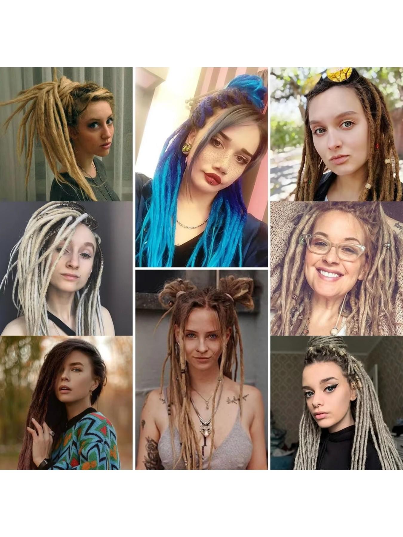 Dreadlock extensions. Reggae and hip-hop styles; synthetic hair pieces; hippie-style dreadlocks suitable for both men and women