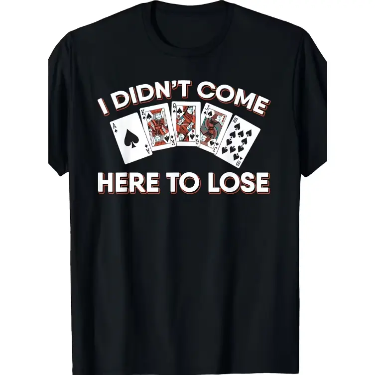 Men's And Women's Retro Texas Hold'em Poker T-Shirt - of Spades & Card Suits Graphic Tee, Machine Washable Round Neck Casual Shirt Suitable for Poker Nights, Tournaments, Casual Attire - Male Apparel