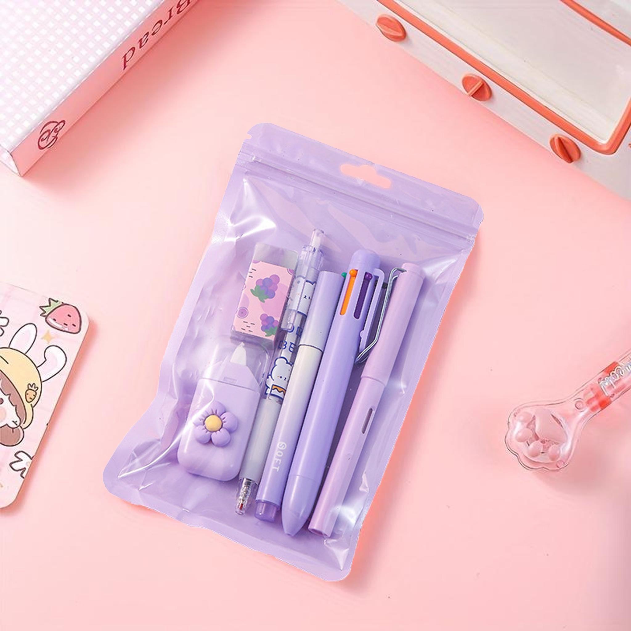 6-Piece Stationery Set, Includes Neutral Pen, Eraser, Six-Color Ballpoint Pens, Multifunctional Writing Tools, Perfect for Office and School Supplies