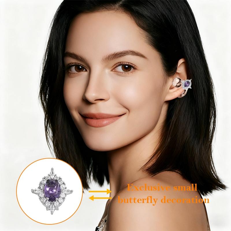 None-In-Ear Clip-On Earbuds, Audio Wireless Earbuds, Wireless Bluetooth-compatible Headphones, Detachable Synthetic Gemstone Earrings, HiFi Stereo Sound, for Sports & Outdoor Activities