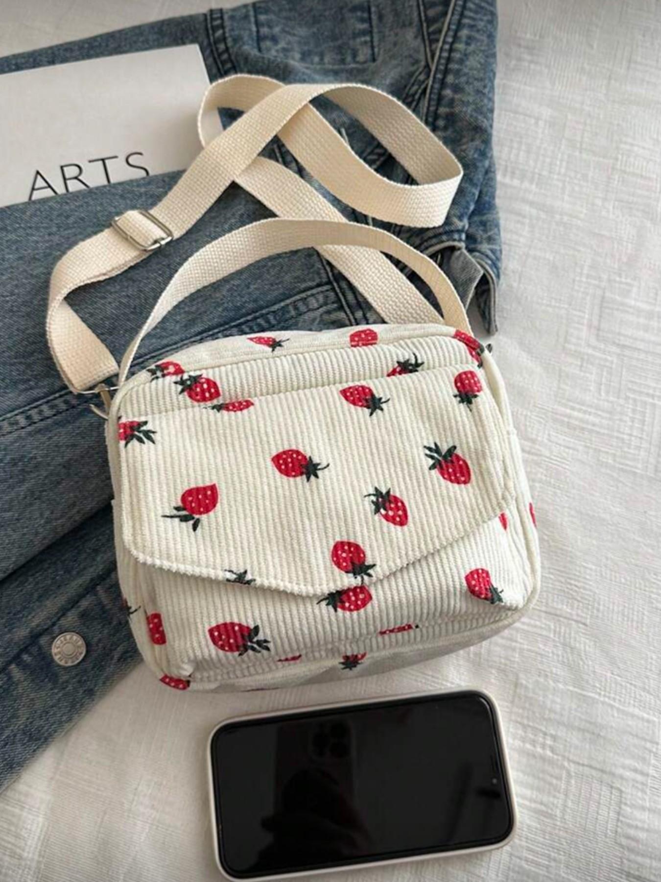 New Strawberry Casual Crossbody Bag for Ladies, Adorable Handbag with Phone Pocket, Perfect Valentine's Gift Idea