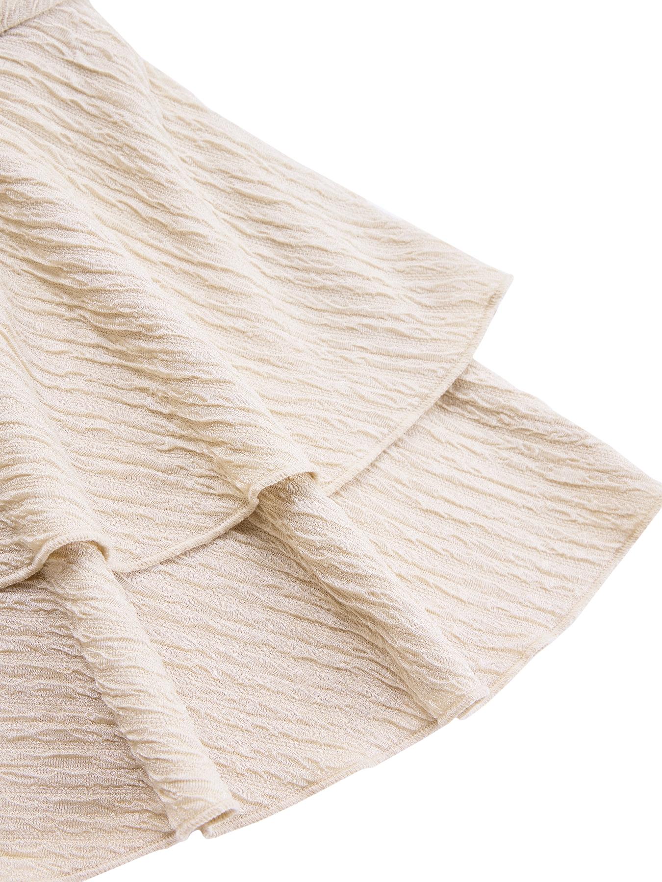 Women's Elegant Patchwork Skirt Set, High Waist Pleated Layered Hem, Long Sleeve Short Top, Fall & Winter Fashion Plus Size