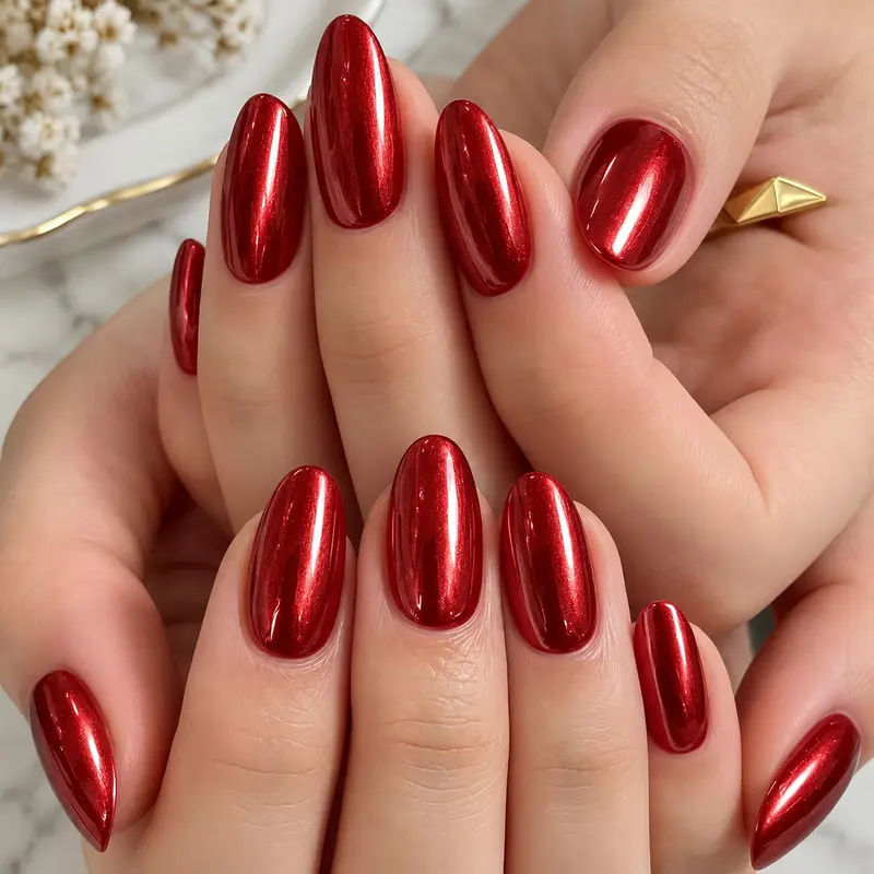 Mirror metallic red quick-dry nail polish, smooth and streak-free ...