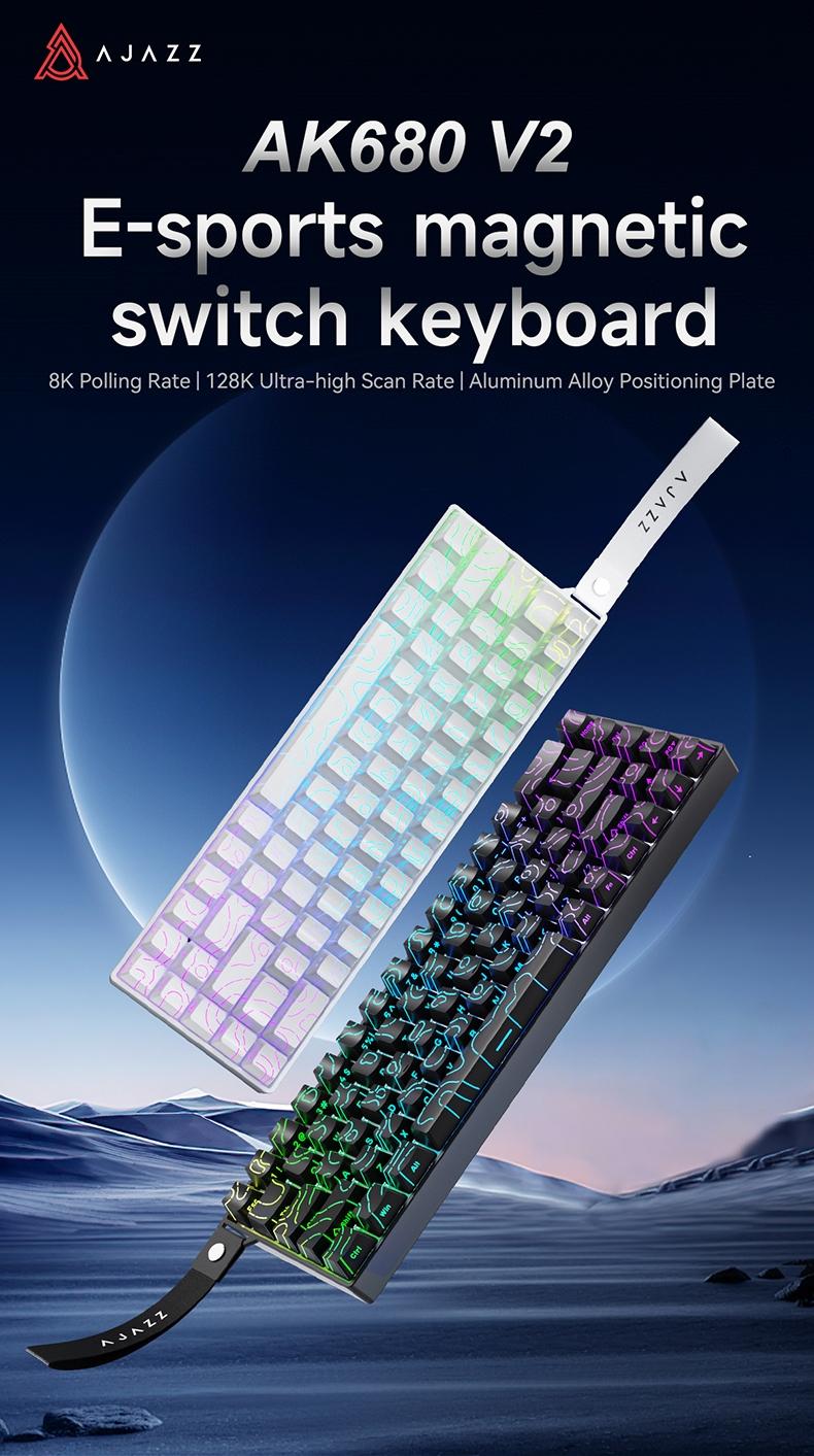 AK680 V2 wired gaming mechanical keyboard AJAZZ e-sports game specific axis ice island switch gaming player computer office compact mechanical keyboard 8K return rate RGB DIY multi scene applicability