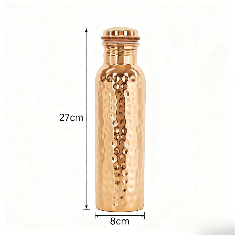 34oz (1L) Pure Copper Water Bottle, Elegant Hammered Design, Leak-Proof Lid, Durable & Hygienic, Handmade in India, Reusable Gym Choice
