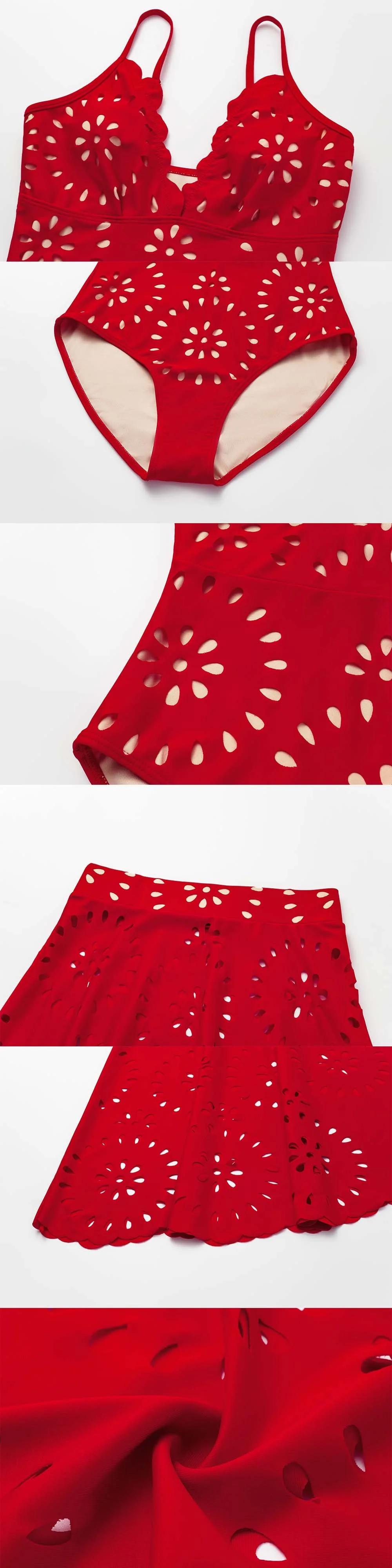 FLAXMAKER Women's Laser Cut Mesh One-Piece Swimsuit & Matching Cover Skirt Set Quick Drying Sheen Removable Pads Cold Washable Beachwear Stretchy Swimwear Stylish Bathing Suit Beachwear