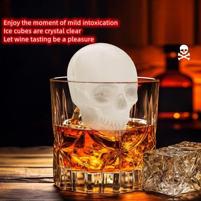 Skull Ice Cube Mold, Silicone BPA-Free Freezer Tray, Ice Cube Trays for Freezer, Kitchen Party DIY Soft Drink Coffee Soda Halloween Decor, Home Accessories