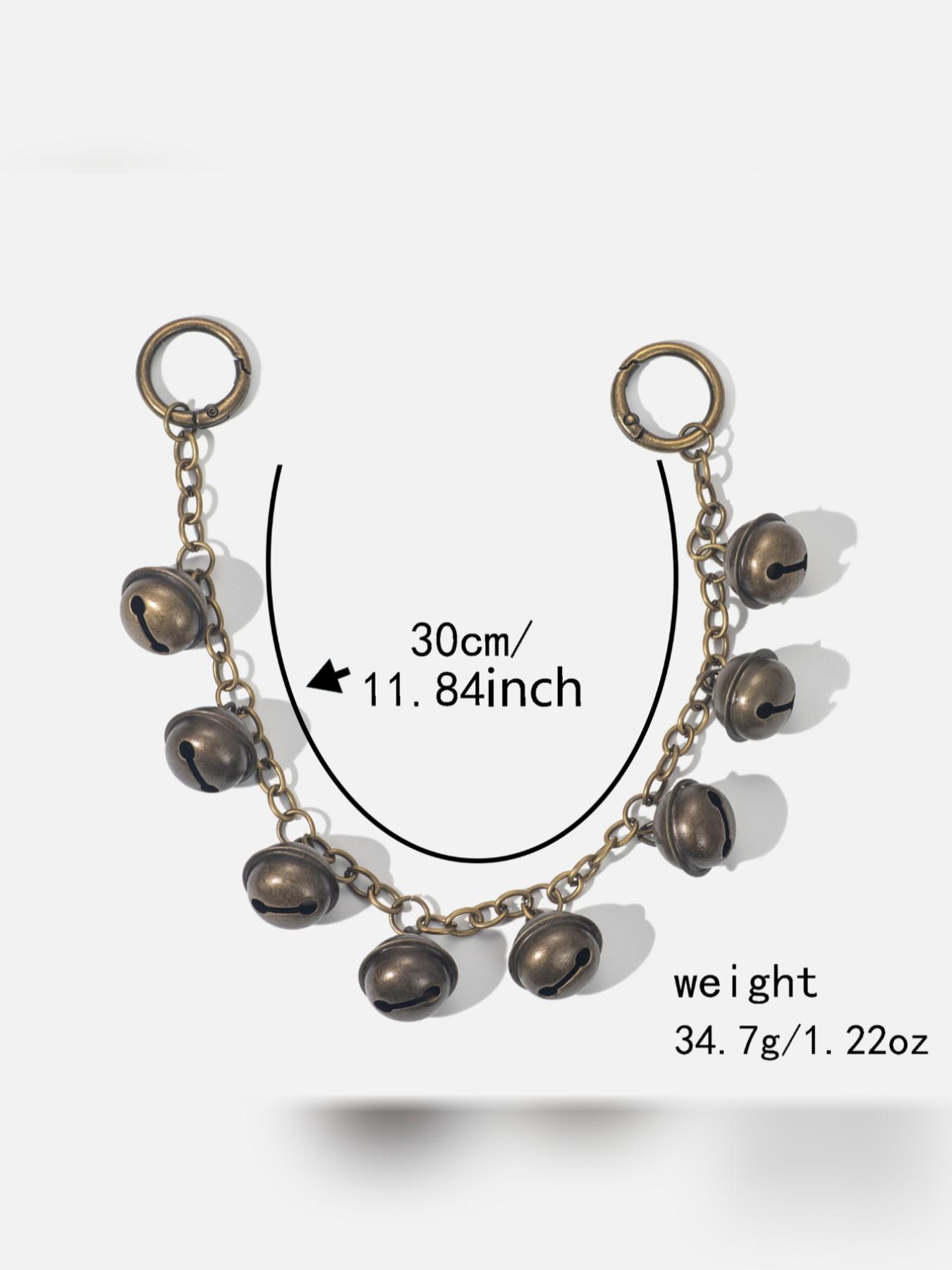 Vintage Bell Bag Charm, Elegant Plain Design, All-Season Pockets Accessory, Fashionable Chain Decoration, Versatile Bag Pendant