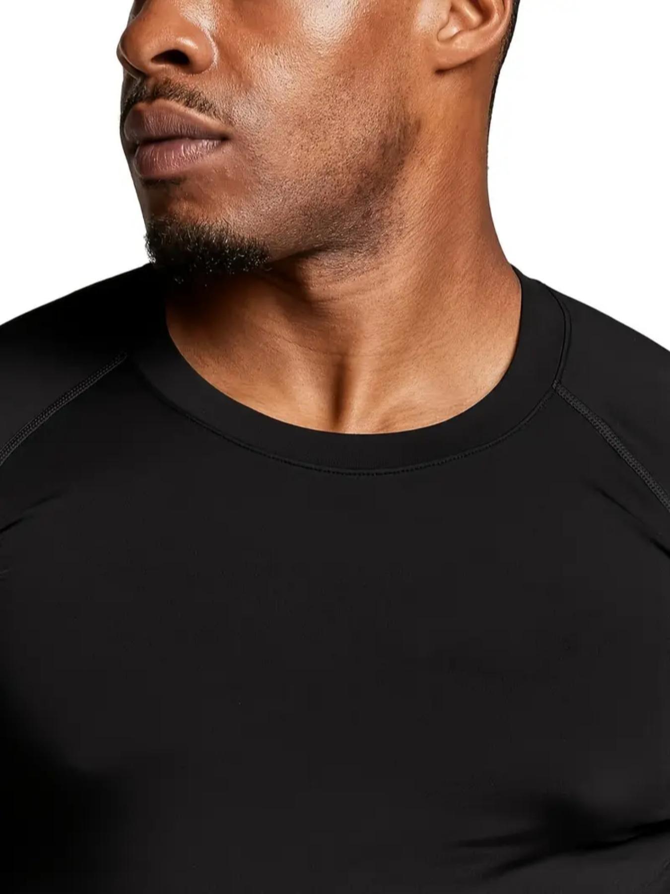 Men's 2-Piece Stretchy Sports Workout Underwear Set with High Elastic Polyester and Spandex Fabric, Long Sleeve Compression Shirt and Pants for Running Basketball Training Work Out Outdoor Activities, Tight Leggings