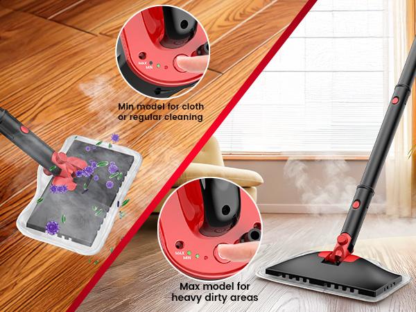 Phueut Lightweight Detachable Steam Mop Cleaner - 2 Modes 3 Temp Levels, Heavy Duty Powerful Handheld Steam Cleaner for Cleaning/Hardwood/Tile Grout