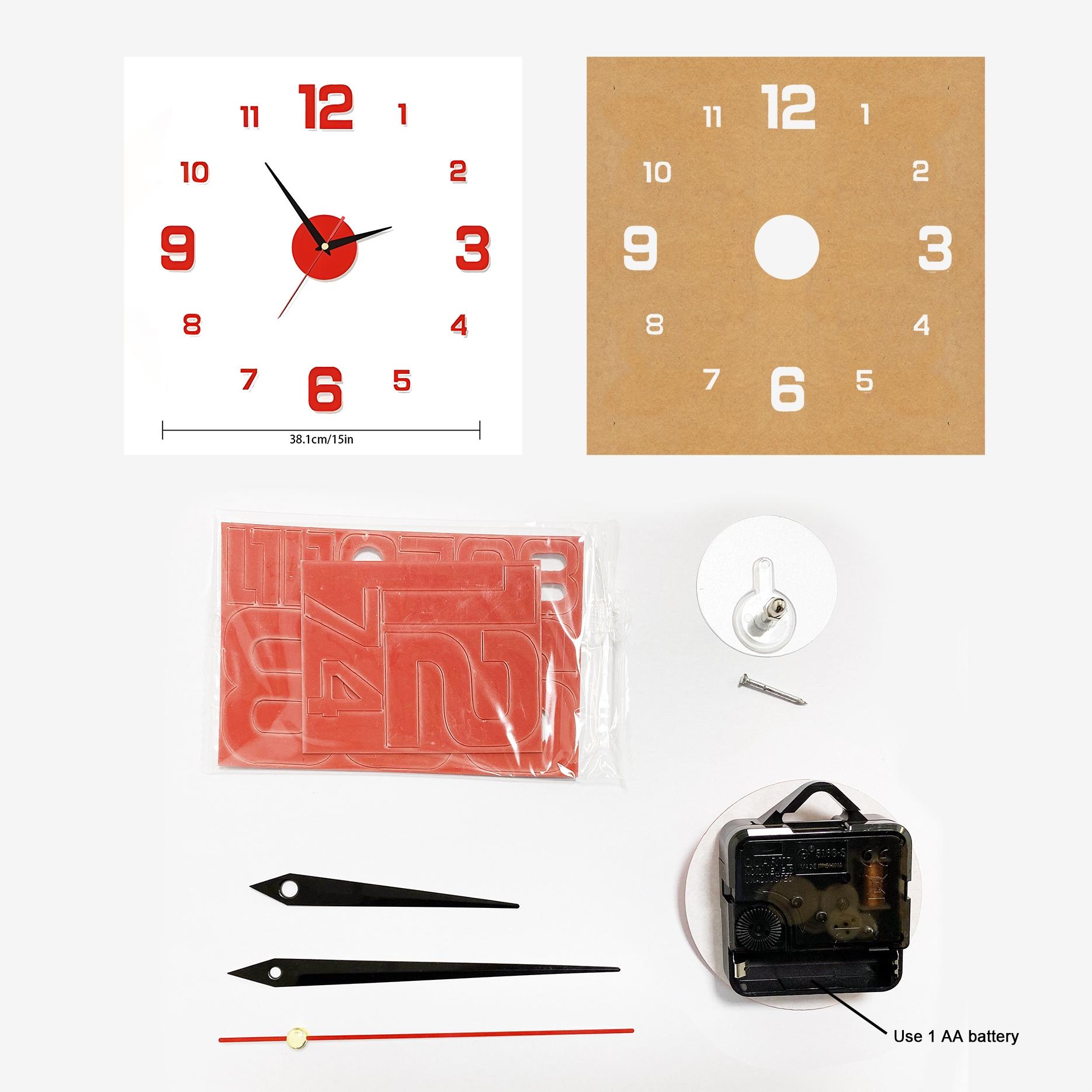 Wall Mounted Clock without Battery, 1 Count DIY Frameless Wall Clock, Modern Design Wall Clock for Living Room Bedroom Home Decor