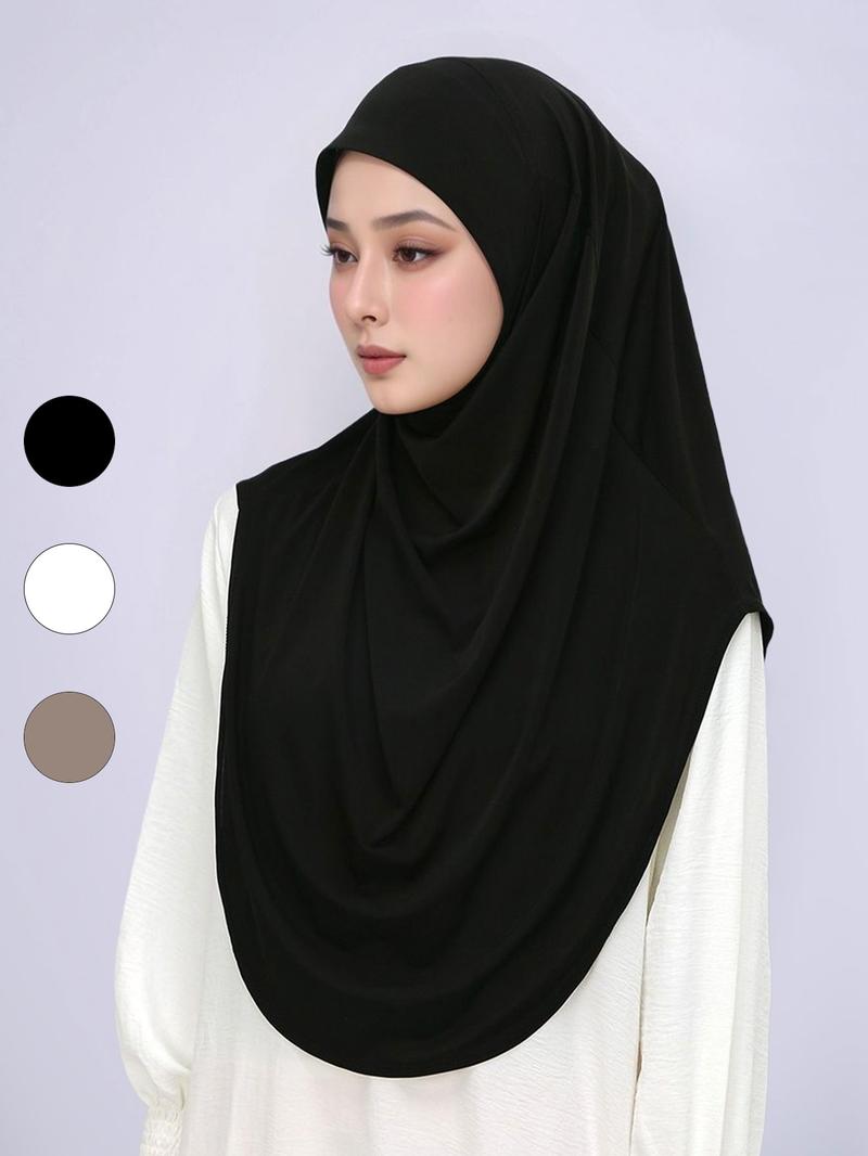 New Malay Lazy Style Headscarf Instant Hijab, Soft Breathable Fabric Comfortable Wear Ramadan Fashion Classic Plain Jersey Hijabs Modest Hijab