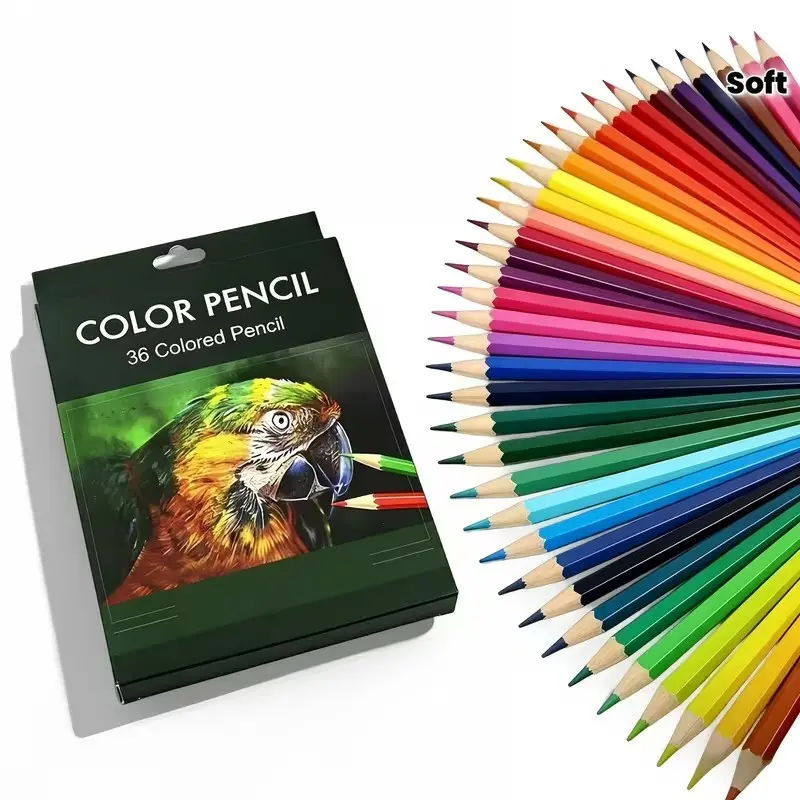 High-Quality Soft Core Oil Pencil Set, 36 Pieces, Vibrant Multi-Purpose, Ideal for Artists, Sketching, Illustrations, Storybooks, Mixtures, Shadows