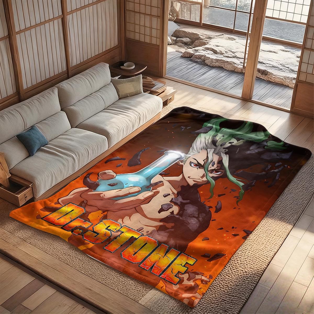 Dr. STONE creativity  flannel blanket, exclusive gift for home, office, camping travel, personalized pattern design, modern style, soft texture