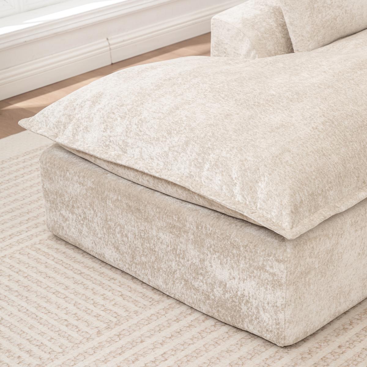 Aobtkel®103 " L Shaped Modular Couch, Cloud Boneless Couch with Deep Seats & High Back , Upholstered Fabric Sofa, No Assembly Required(Beige)#Summervibes