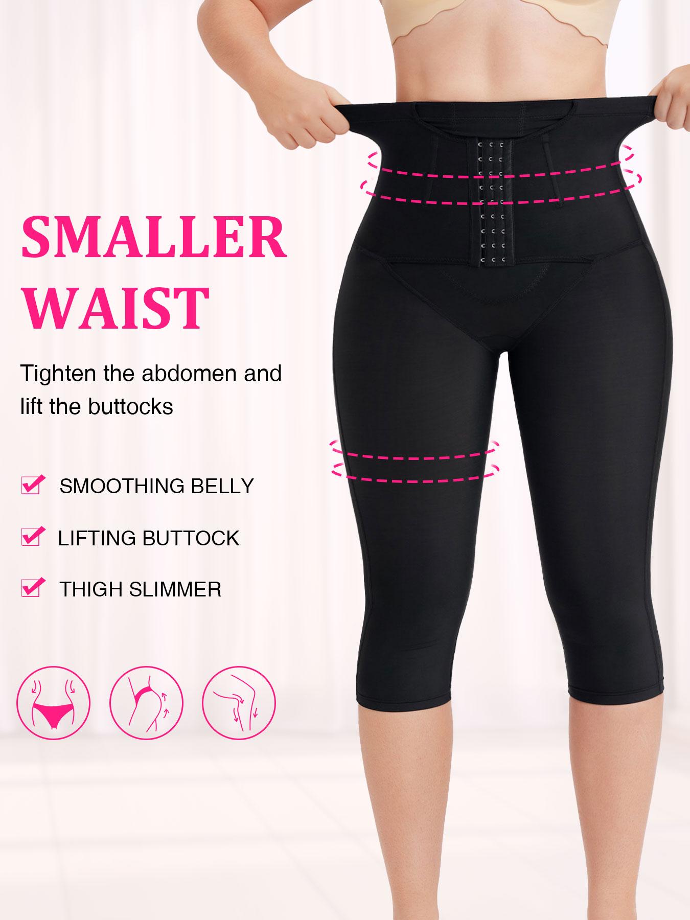 Women's Adjustable Hooks High Waist Shapewear Capris Leggings, Tummy Control Butt Lift Skinny Shaper Capri Pants, High Stretch Shapewear Bottoms for Daily Wear