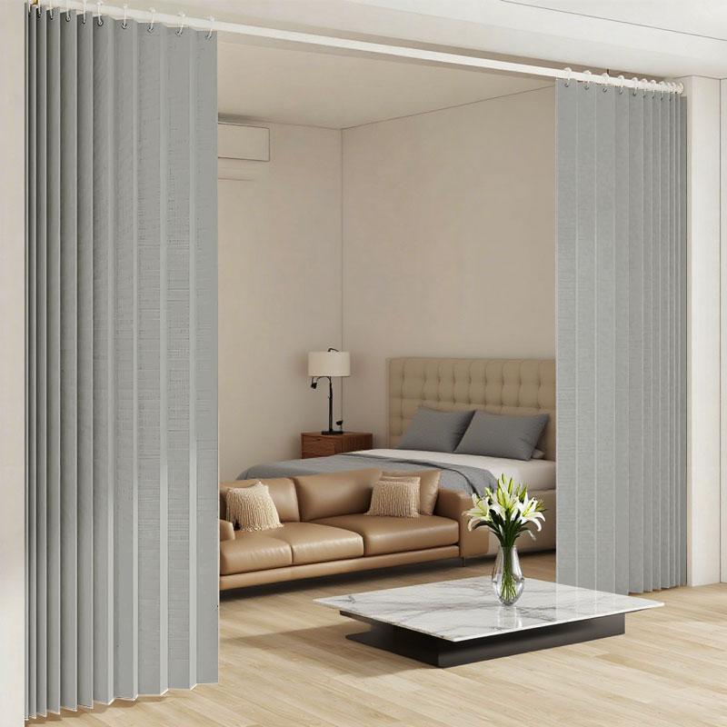 No-Drill Light Filtering Room Divider Curtain Easy Install Curtain for Renters, Foldable Privacy Partition for Small Apartments, Bedroom & Living Room