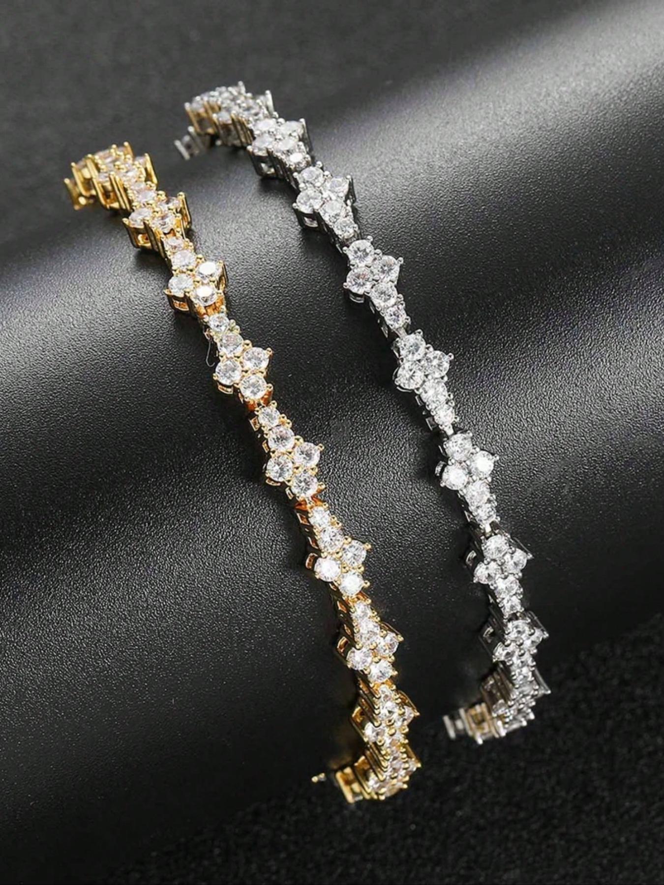 Hip-hop Style Tennis Bracelet, Alloy Chain Bracelet, Cz Bracelet, Accessories for Men and Women, Classic Sparkling Cubic Zirconia Commemorative Gift for Birthdays, Anniversaries, Exquisite Trendy Bracelet, Jewelry Bracelet, Bling Stylish Accessory Hip-hop Style Tennis Bracelet, Alloy Chain Bracelet, Cz Bracelet, Accessories for Men and Women, Classic Sparkling Cubic Zirconia Commemorative Gift for Birthdays, Anniversaries, Exquisite Trendy Bracelet, Jewelry Bracelet, Bling Stylish Accessory