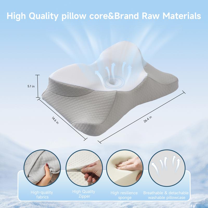 Z-HOM Cervical Memory Foam Pillow - Semi Wrapped Design for All Sleeping Positions - Soft Supportive & Breathable with Removable Washable Covers - Best Gift for Family & Friends - OEKO-TEX Certified
