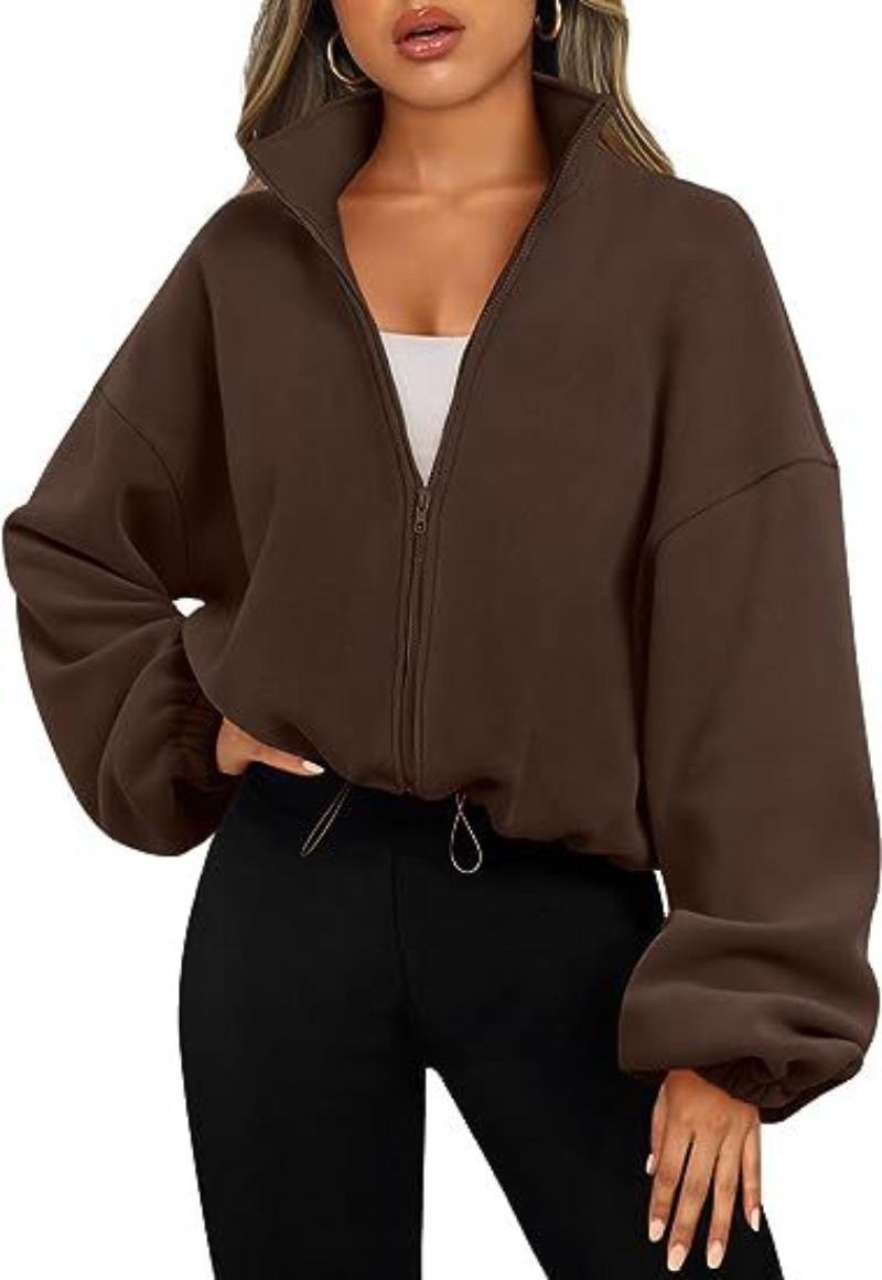 Women's Fleece Sports Jacket - Female Stand-Up Collar, Breathable, Zippered, Hand-Washable Outdoor Outerwear