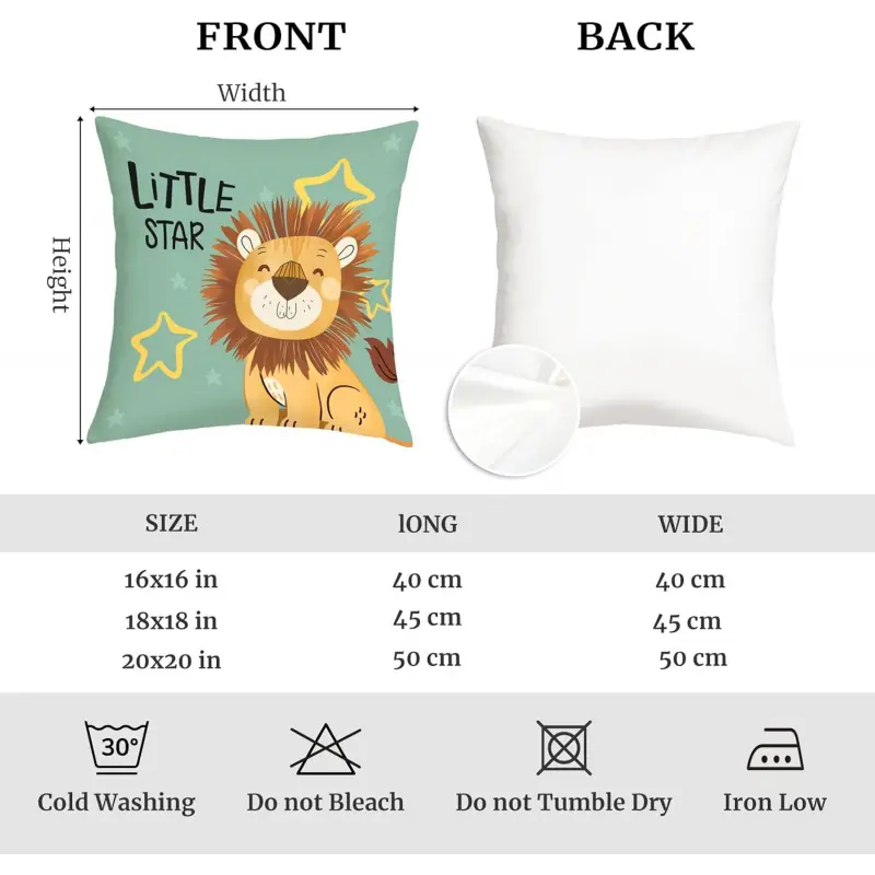 Feelyou Safari Animals Square Cushion Covers Set Of 1 Cartoon Lion Giraffe Throw Pillow Covers Cute Monkey Pillow Covers For Kids Nature Wildlife Cushion Covers For Couch Sofa Room Decor 18