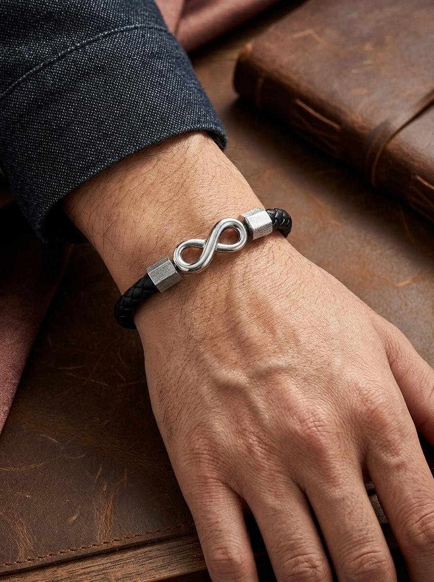 To My Man, Eternal Infinity Leather Bracelet Infinity Symbol Bracelet Husband Gifts from WifeI Love You Forever and Always Bracelets Boyfriend Anniversary Birthday Christmas Fathers Gifts for Men Son Grandson Heartfelt Gift Elegance Eternal Commitment