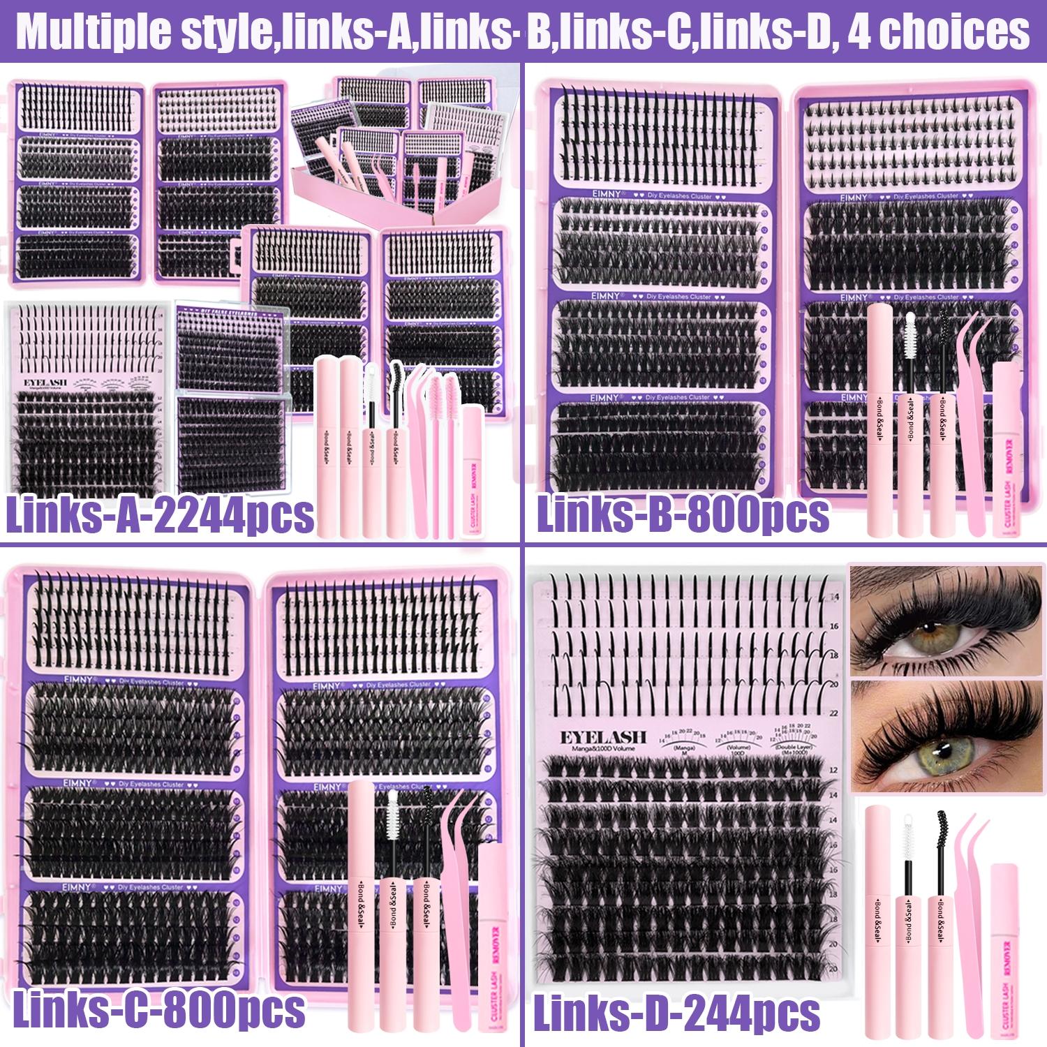 2244/800/244Pcs Spikes Lash Clusters, Ultra-Thick Lash Extension with Spiky and Bottom Lash, Volume Individual Eyelash Extensions, 10-18mm Lengths Reusable DIY Manga Anime Fluffy Lashes, D Curl Fairy Spiky Lash for Dramatic Everyday