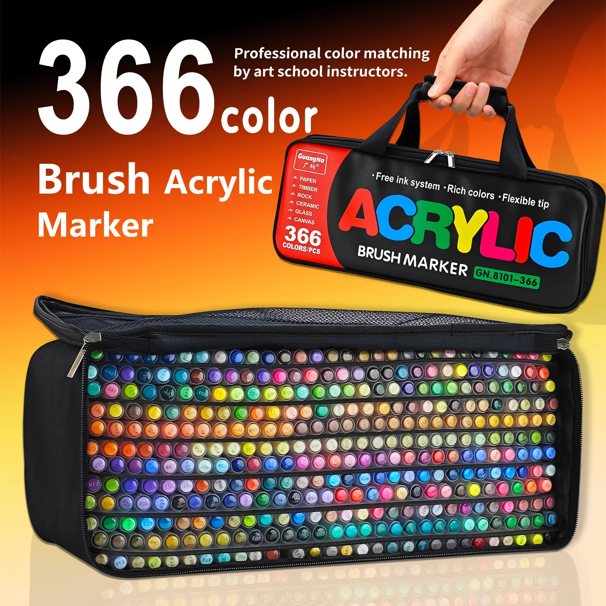 366 Colors Direct Liquid Soft Tip Acrylic Marker Pens, Student Exclusive, Non-Transparent, Layerable, School Supplies, Artistic DIY Tools