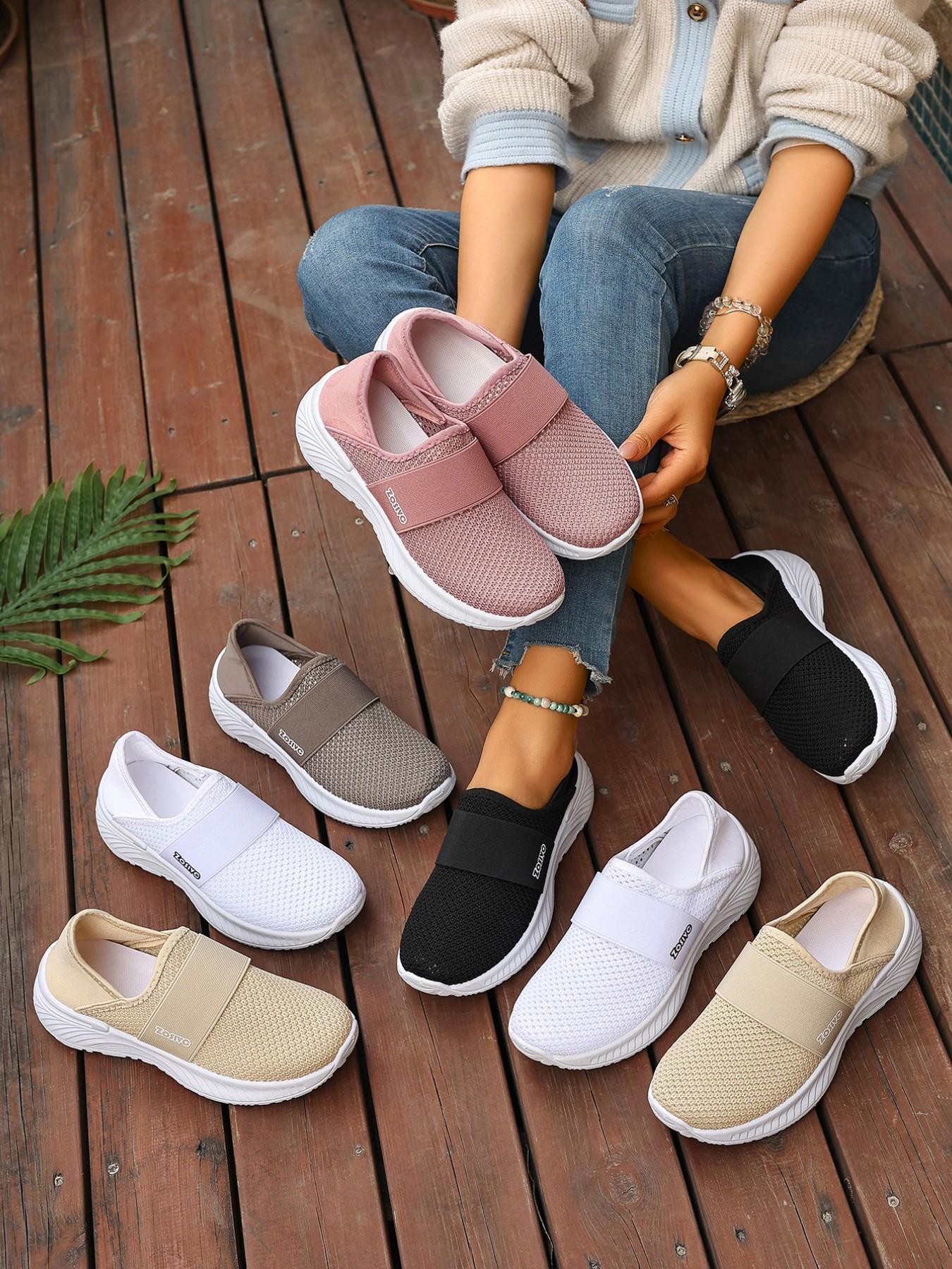 Unisex One-Step Slip-On Casual Sneakers, Lightweight Comfortable Running Shoes, Walking Shoes, Breathable Flyknit Sporty Leisure Footwear, Lightweight Slip Ons