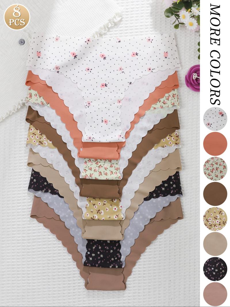 Women's Leopard & Heart Print Underwear Set, Ultra-Thin Seamless Low-Waist Sporty Panties, Quick-Dry Wave Hem Design, All Seasons