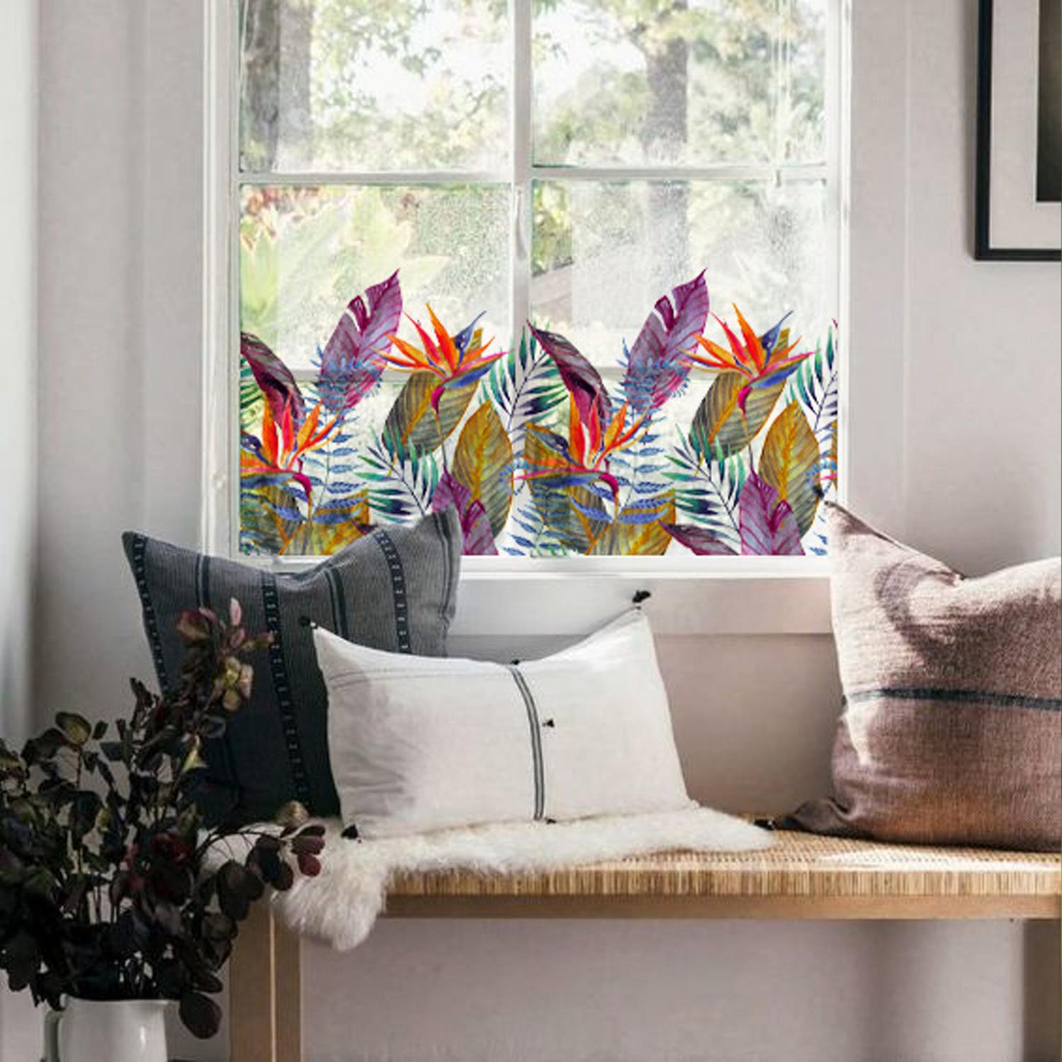 Floral Static Glass Sticker Roll, Removable French Style Glass Film, Room Renovation Decor, Balcony Decoration, No Glue Required