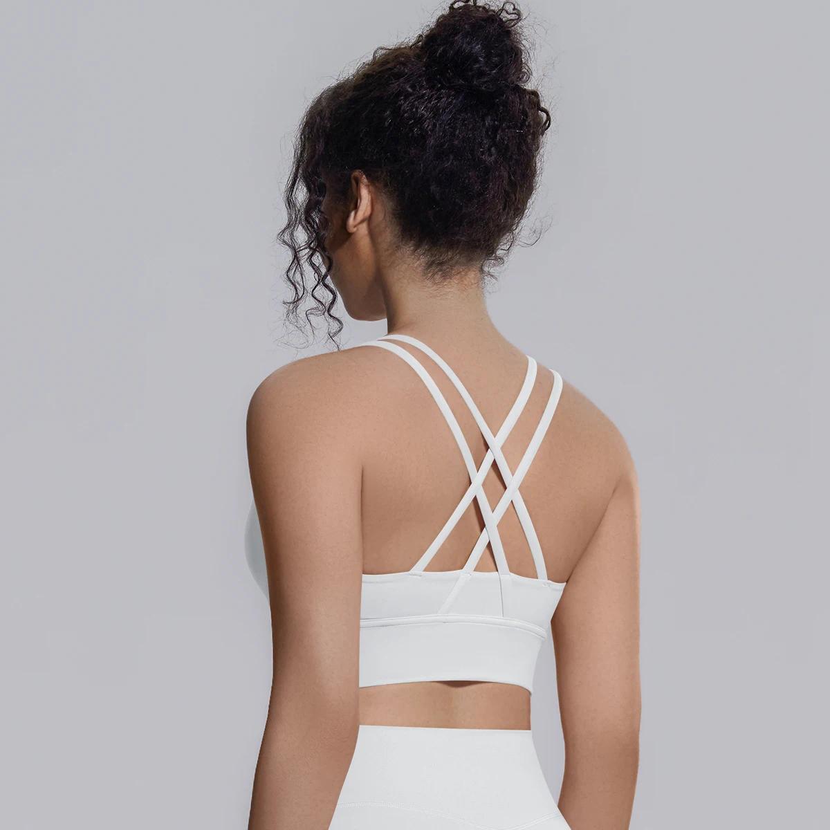 Summer Cross Straps Woman Yoga Bra Shock-absorbing Running Yoga Tank Top with Chest Pad Sexy Beautiful Back Gym Yoga Brassiere