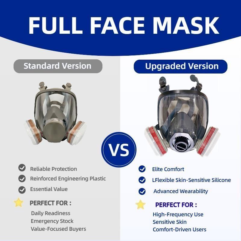 Silicone Upgrade Reusable Full Face Mask with Filter Box Anti-Toxic Protective Mask Set, 17-In-1/19-In-1, Protects Against Toxic Gases, Dust, Chemicals, Ideal for Painting, Sanding, Industrial Work